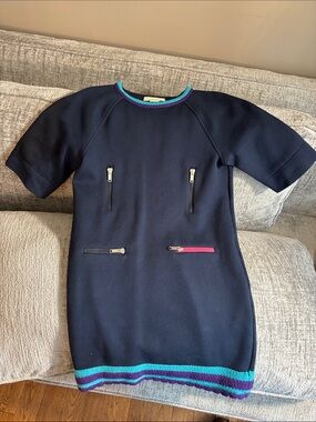 Girls' Gucci size 10 Navy Knit Dress with Bright Trim